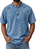 Men's Retro Raglan Casual Short-Sleeve Henley Shirt