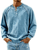 Men's Retro Corduroy Raglan Casual Long-Sleeve Henley Shirt