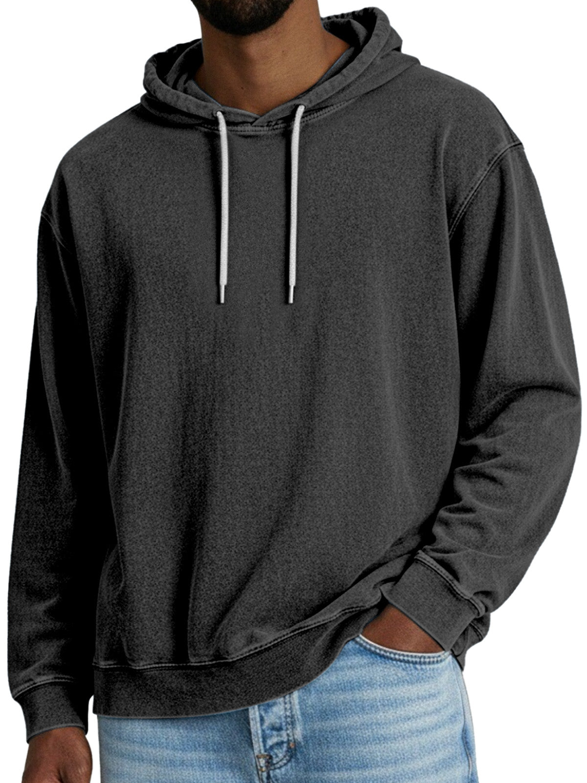 Men's Autumn Vintage Solid Color Hooded Long Sleeve Sweatshirt