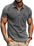 Men's Vintage Outdoor Distressed Short Sleeve Pocket Polo Shirt