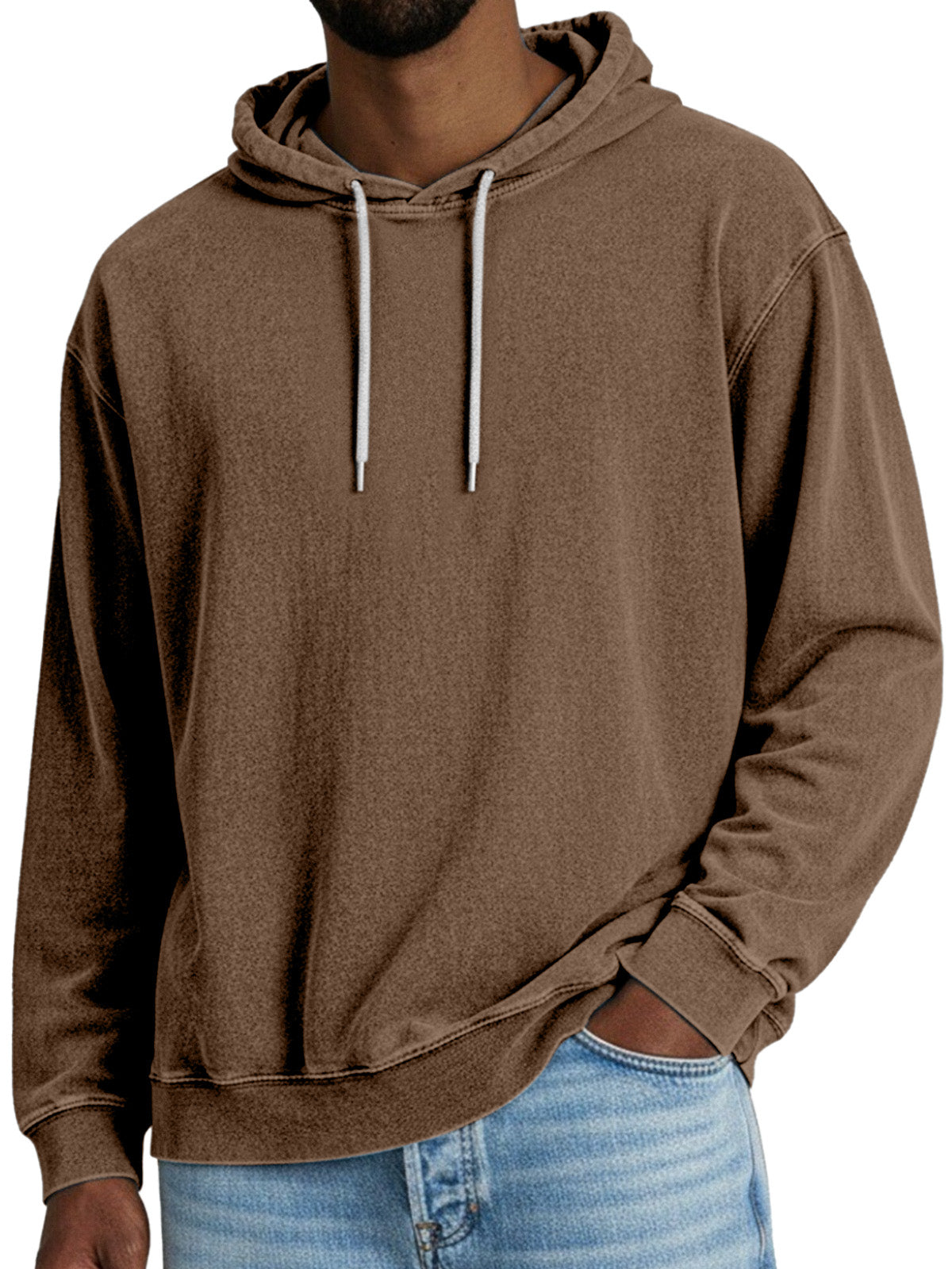 Men's Autumn Vintage Solid Color Hooded Long Sleeve Sweatshirt