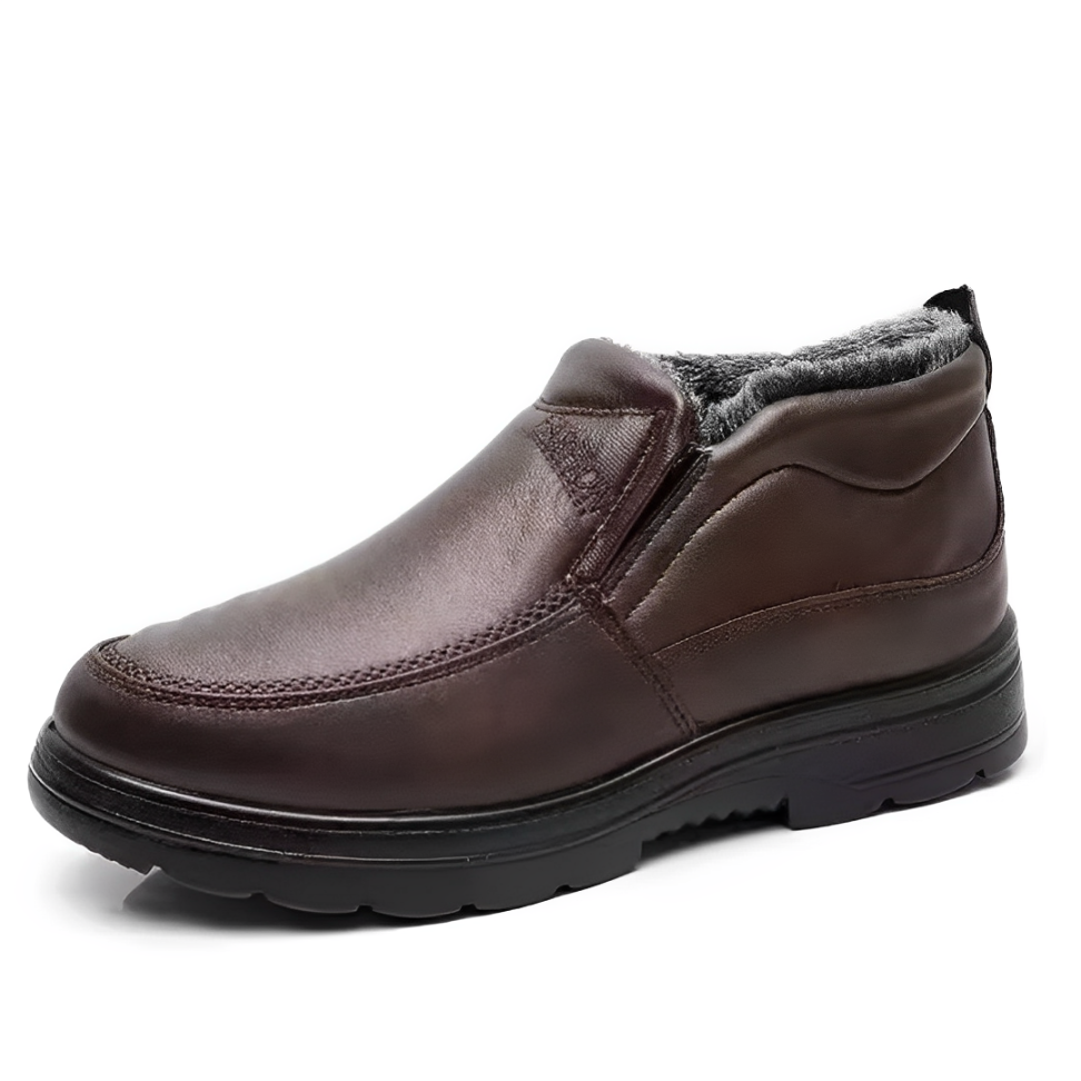 Men Orthopedic Ankle Boots Waterproof Plush Warm Leather Winter