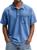 Men's Retro Casual Lapel Raglan Short Sleeve Polo Shirt