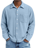 Men's Loose Casual Corduroy Loose Lapel Long Sleeve Shirt With Pockets