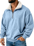 Retro Simple Plush Stand Collar Long Sleeve Sweatshirt
