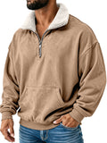 Retro Simple Plush Stand Collar Long Sleeve Sweatshirt