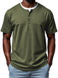 Men's Casual Simple Waffle Fake Two Piece Short Sleeve Top