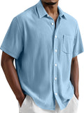 Men's Simple Solid Color Vertical Pit Short Sleeve Shirt
