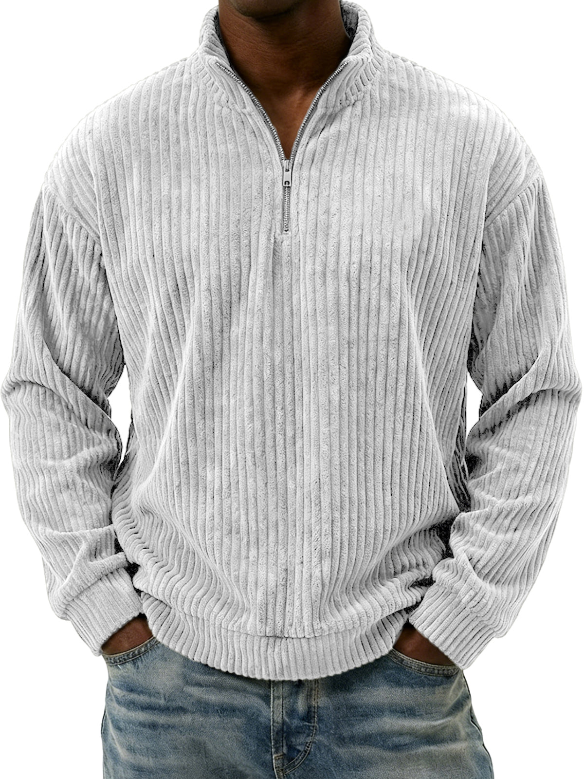Men's Vintage Corduroy Quarter-zip Pullover Top