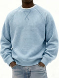 Men's Breathable Waffle Texture Patchwork Design Raglan Minimalist Pullover Top
