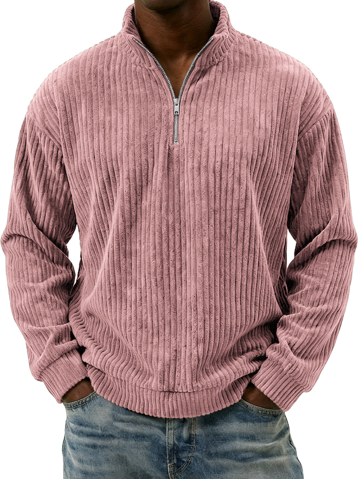 Men's Vintage Corduroy Quarter-zip Pullover Top