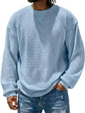 Men's Breathable Waffle Textured Raglan Patchwork Basic Pullover Top
